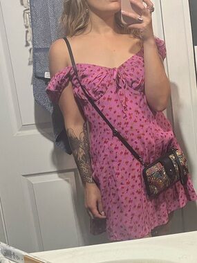 wild fable Pink Floral Off-Shoulder Mini Dress